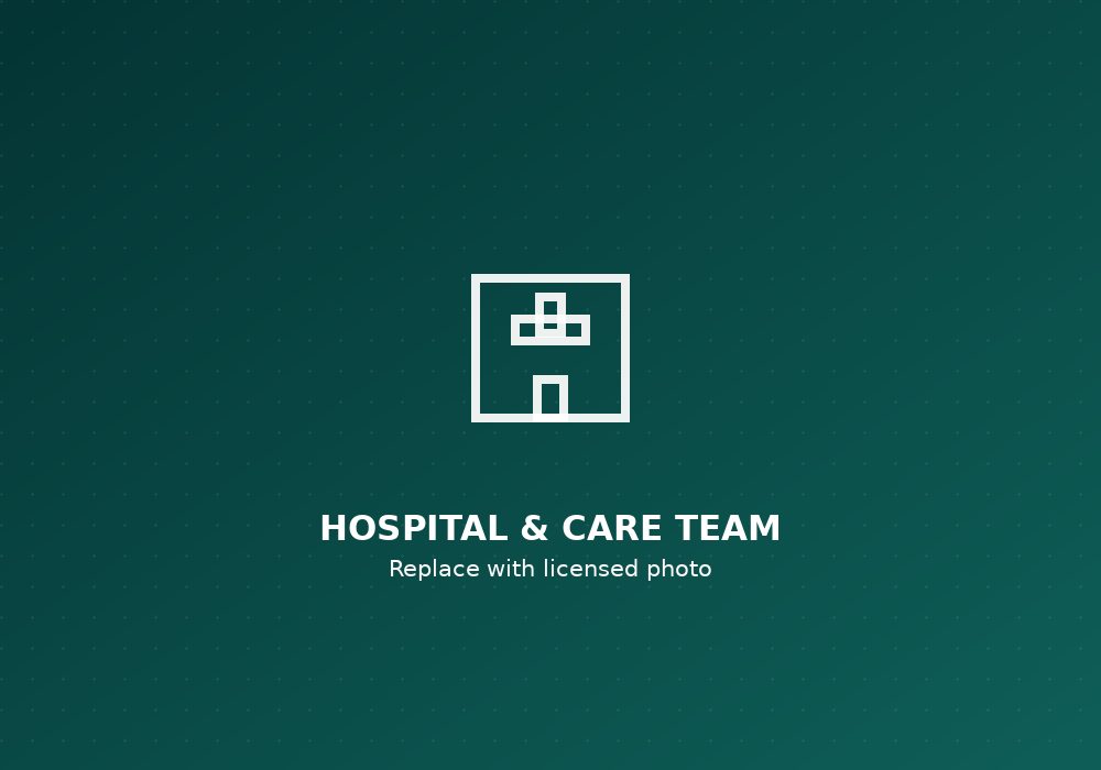 Hospital and care team — placeholder image, to be replaced with a licensed photograph
